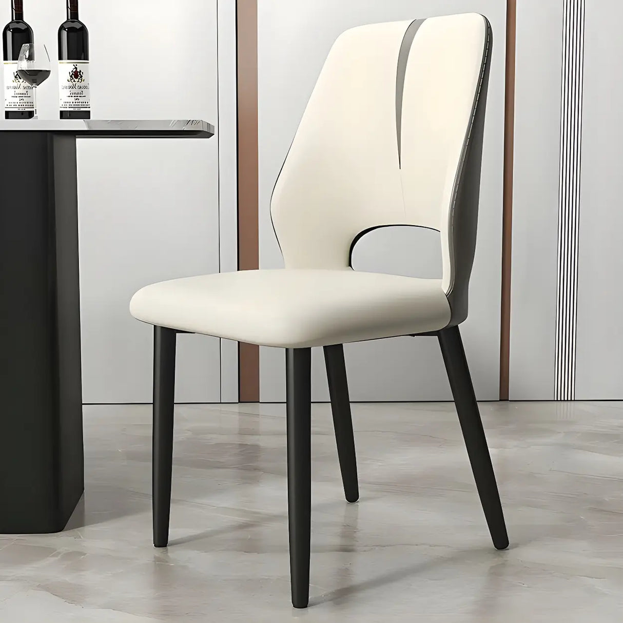 Faux Leather Dining Side Chair with Felt Foot Pads Image - 11