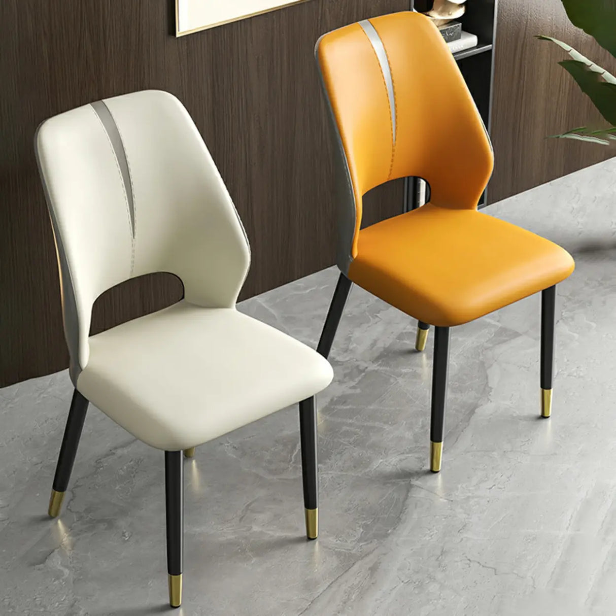 Faux Leather Dining Side Chair with Felt Foot Pads Image - 1