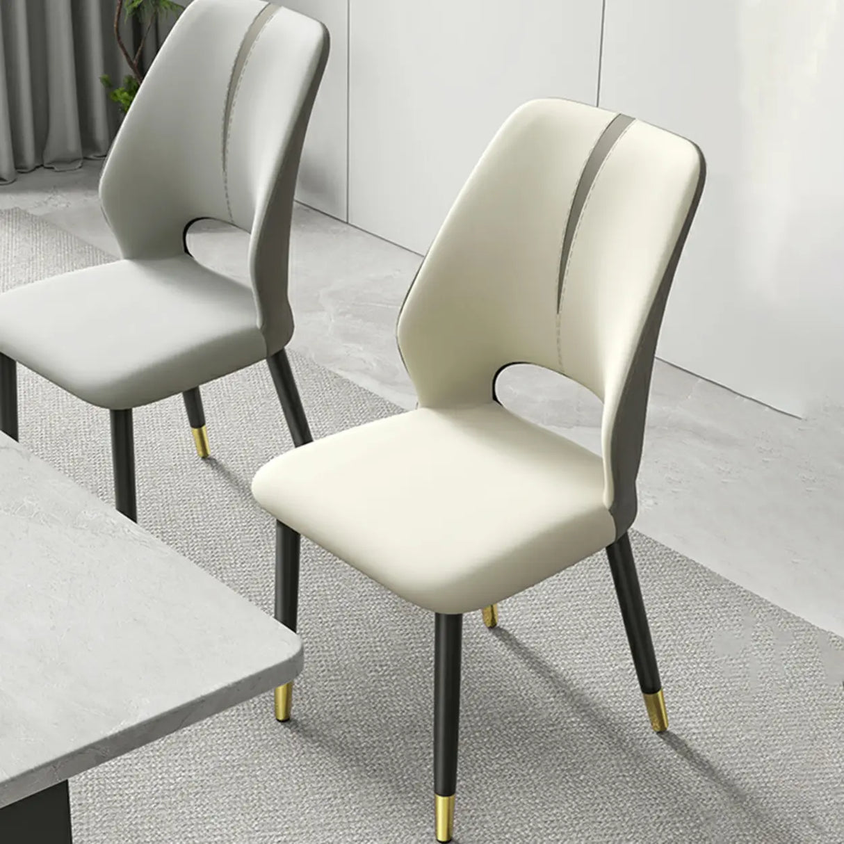 Faux Leather Dining Side Chair with Felt Foot Pads Image - 4