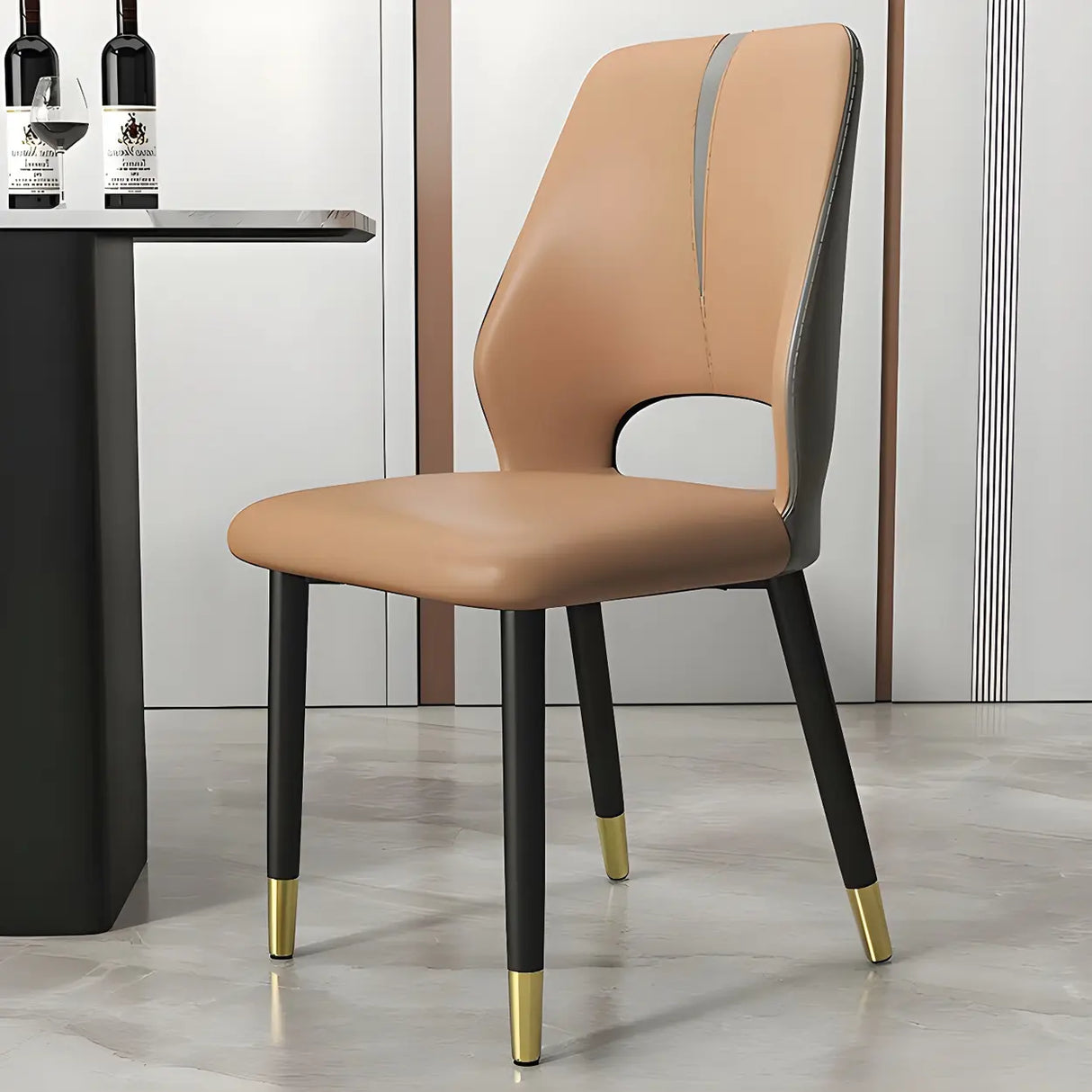 Faux Leather Dining Side Chair with Felt Foot Pads Image - 5