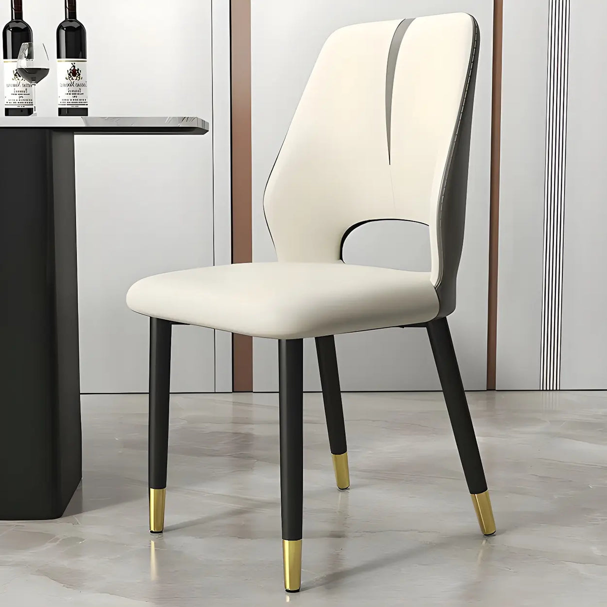 Faux Leather Dining Side Chair with Felt Foot Pads Image - 7