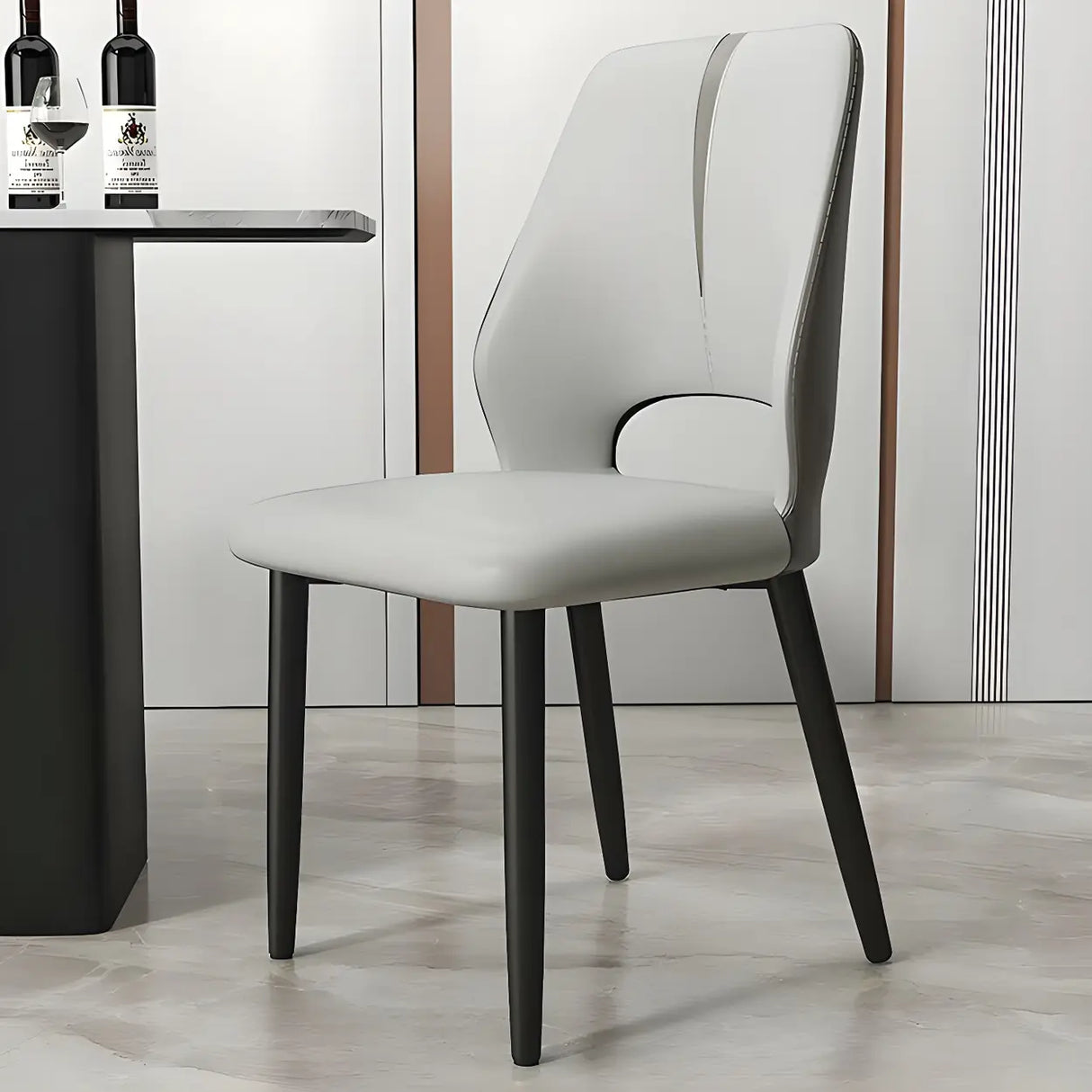 Faux Leather Dining Side Chair with Felt Foot Pads Image - 9