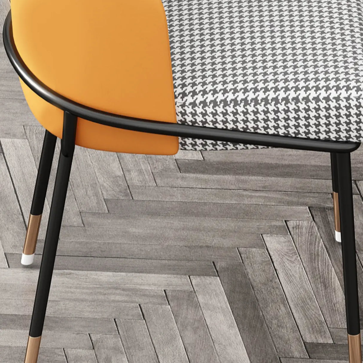 Faux Leather Houndstooth Upholstered Dining Chairs Image - 19