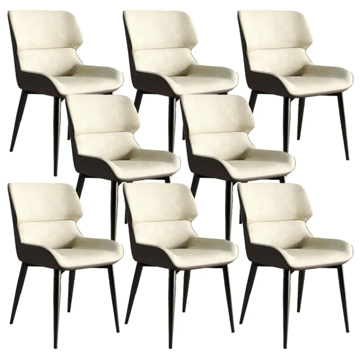 Faux Leather Low Solid Back Armless Dining Side Chair Image - 41