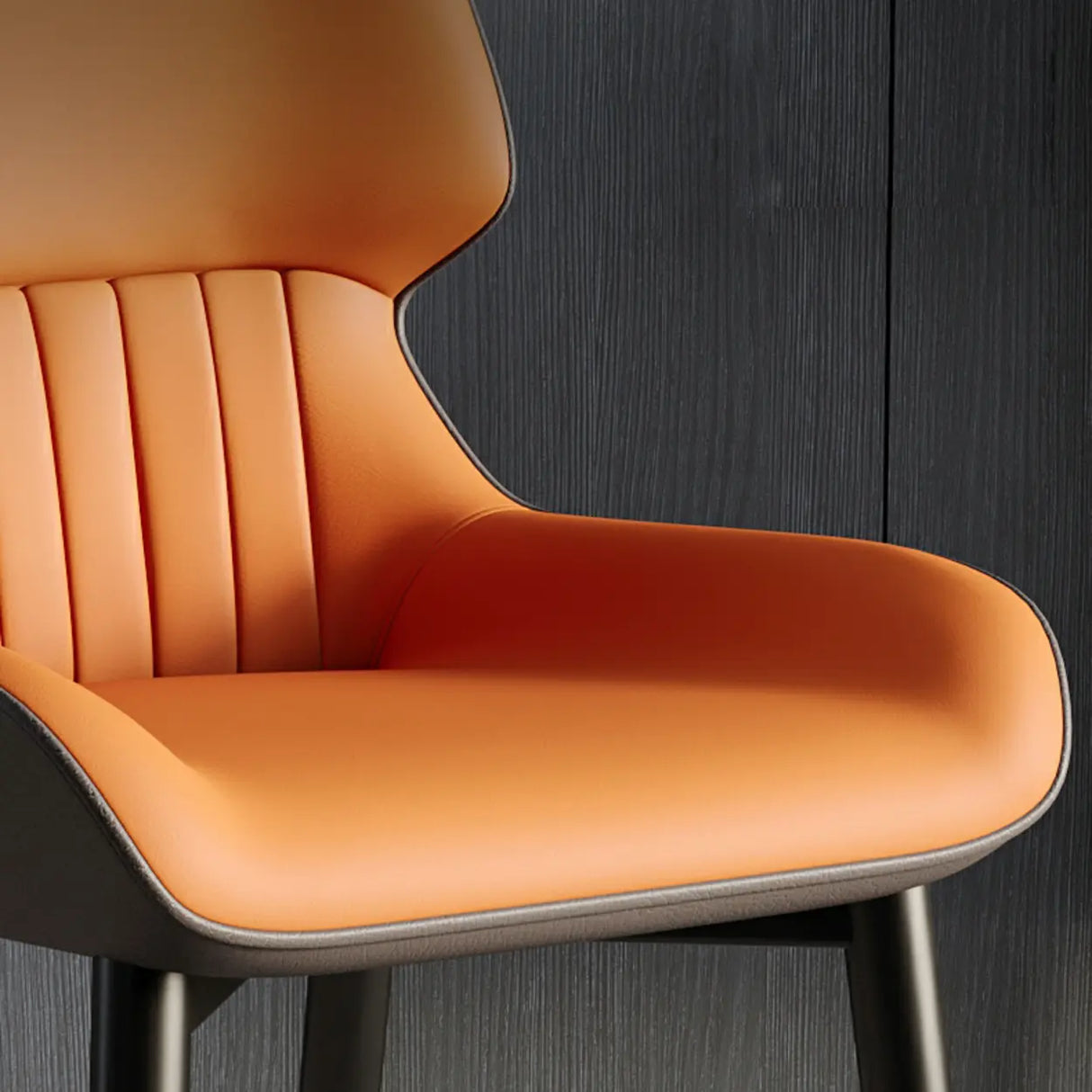 Faux Leather Low Solid Back Armless Dining Side Chair Image - 14