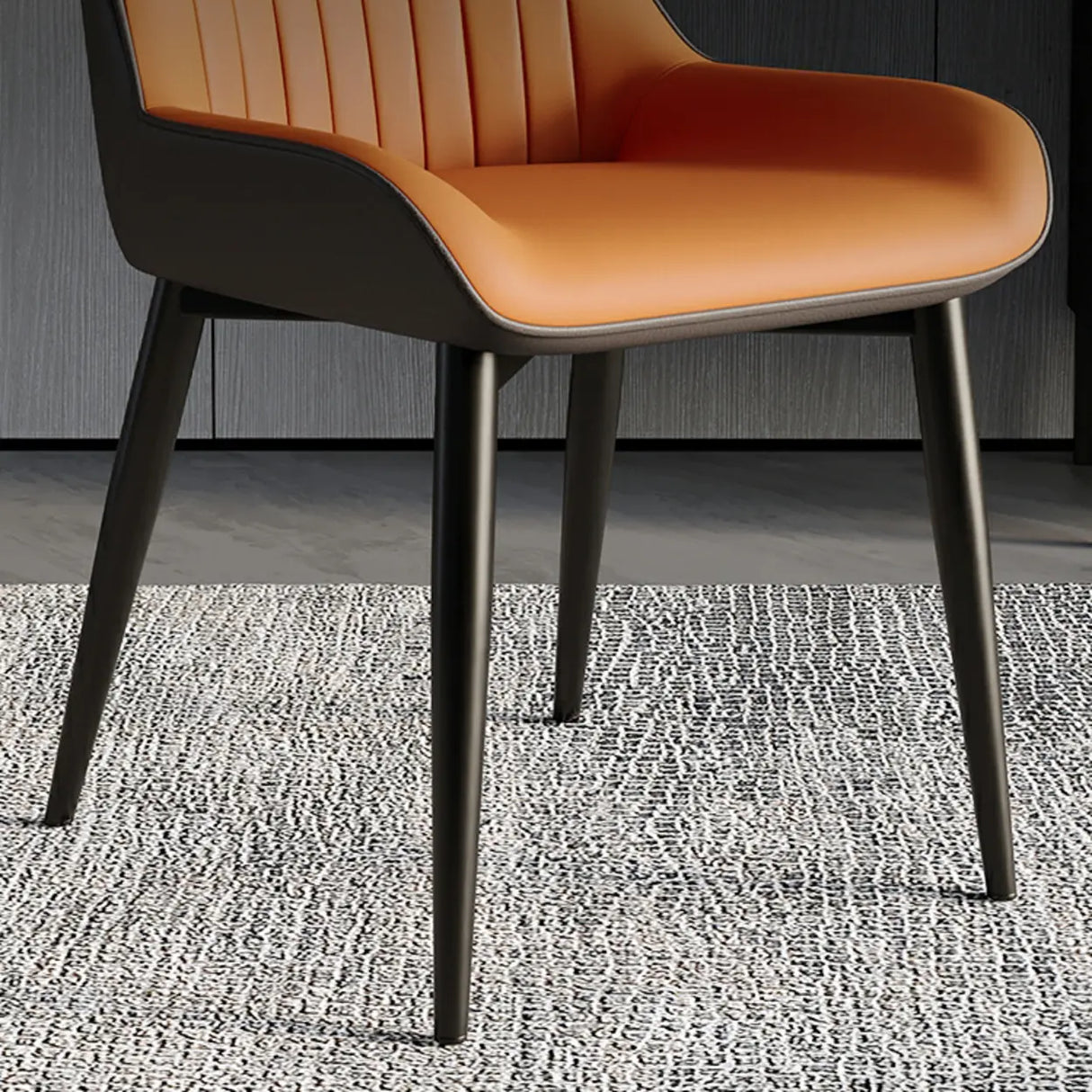 Faux Leather Low Solid Back Armless Dining Side Chair Image - 18