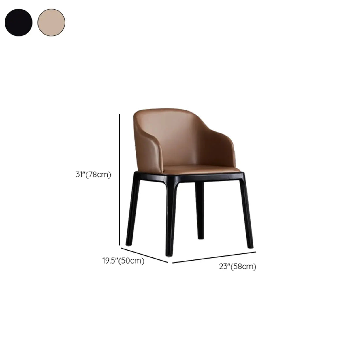 Faux Leather Seating Armchair Wood Dining Chair Khaki