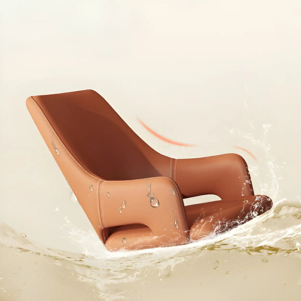 Faux Leather Solid Back Metal Dining Armrest Chair Image - 11