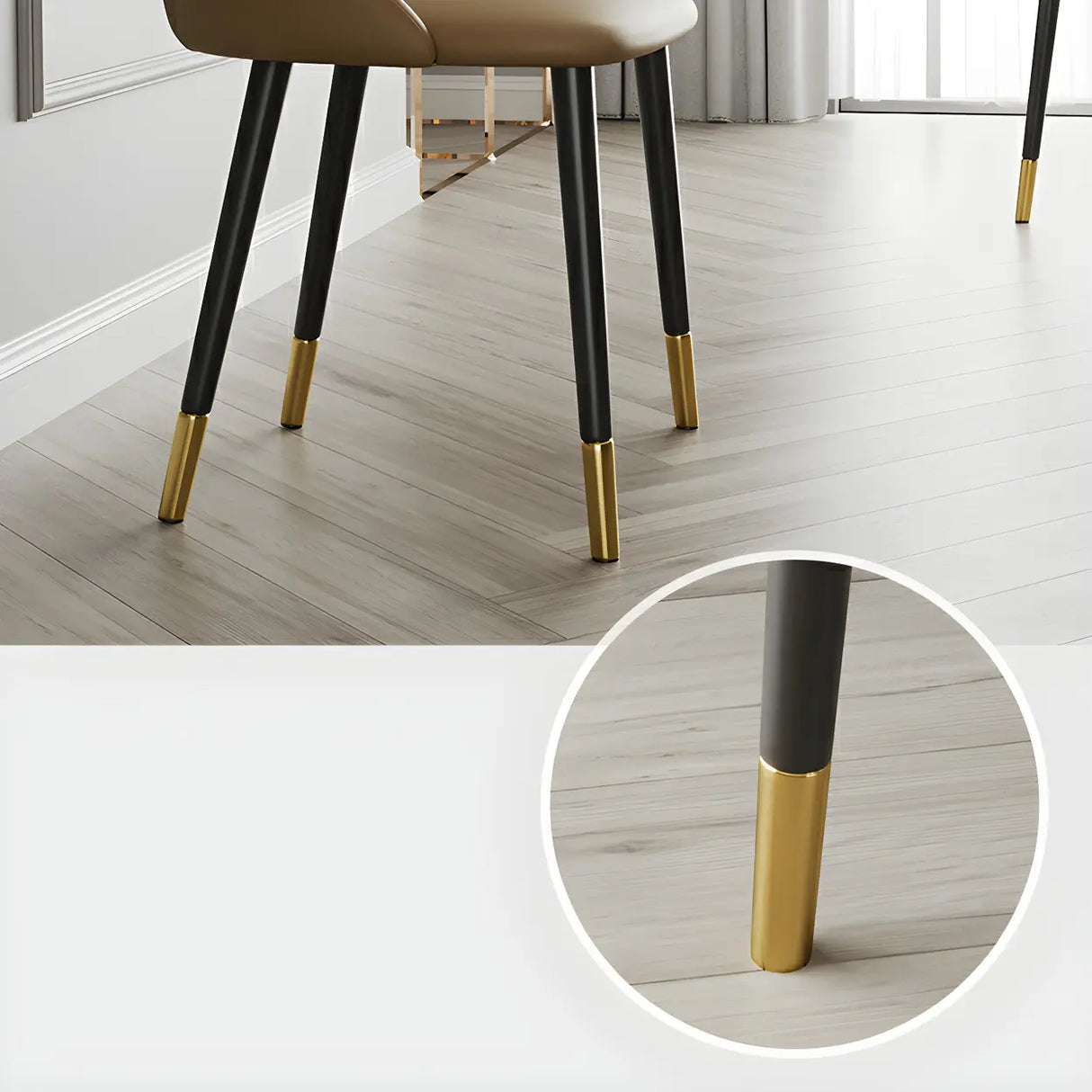 Faux Leather Solid Back Sloped Arm Dining Chair Image - 12