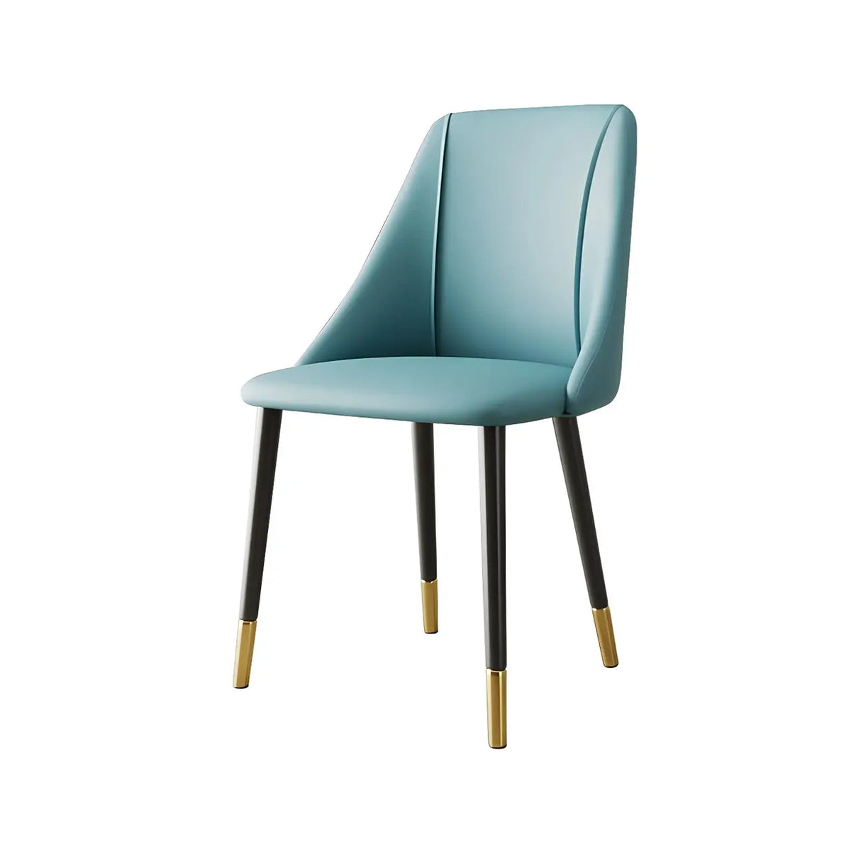 Faux Leather Solid Back Sloped Arm Dining Chair Image - 2