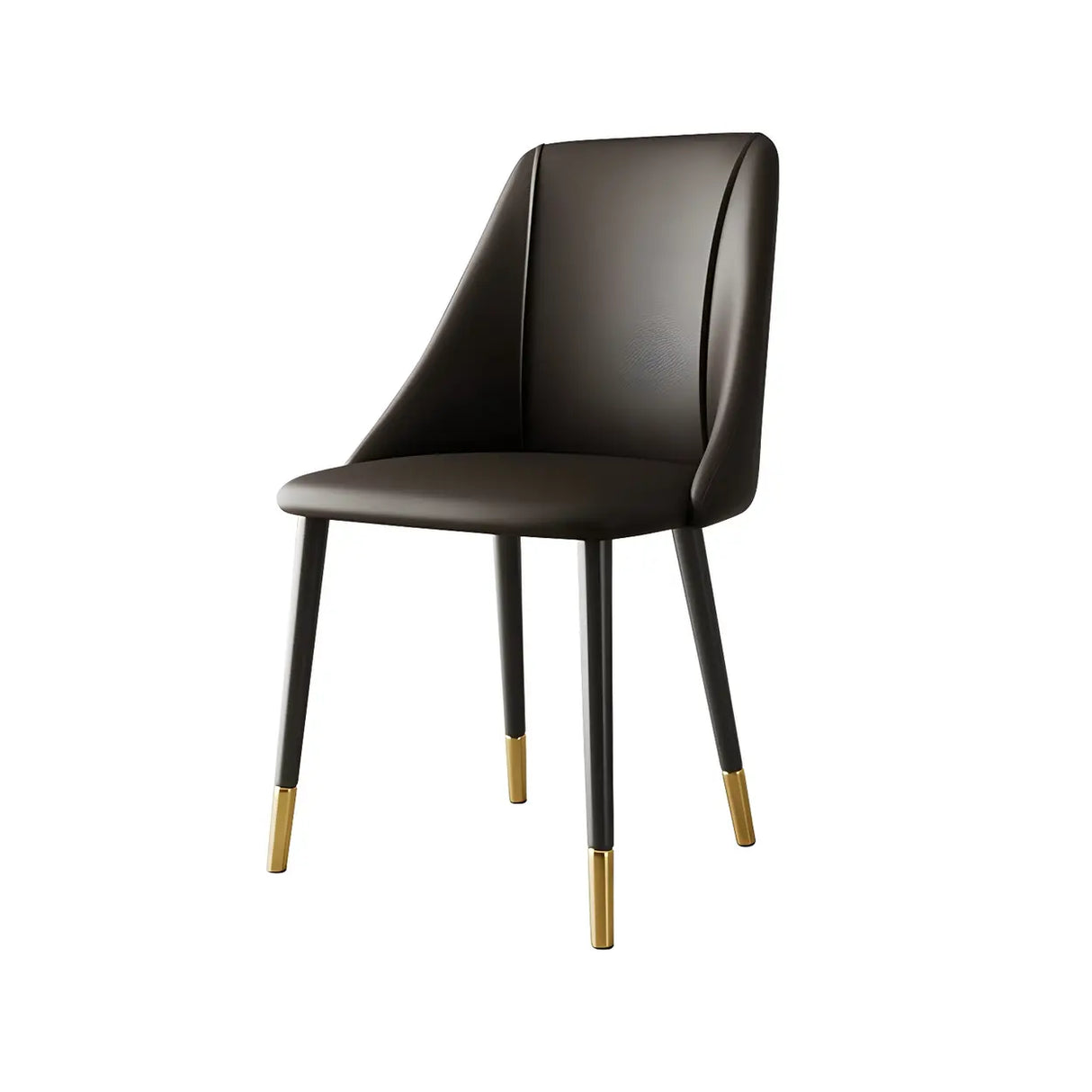 Faux Leather Solid Back Sloped Arm Dining Chair Image - 3