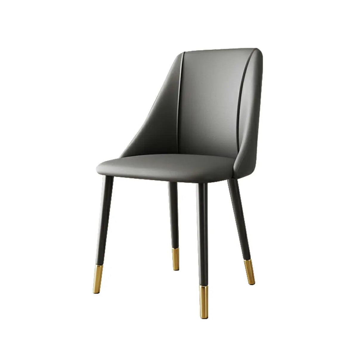 Faux Leather Solid Back Sloped Arm Dining Chair Image - 5
