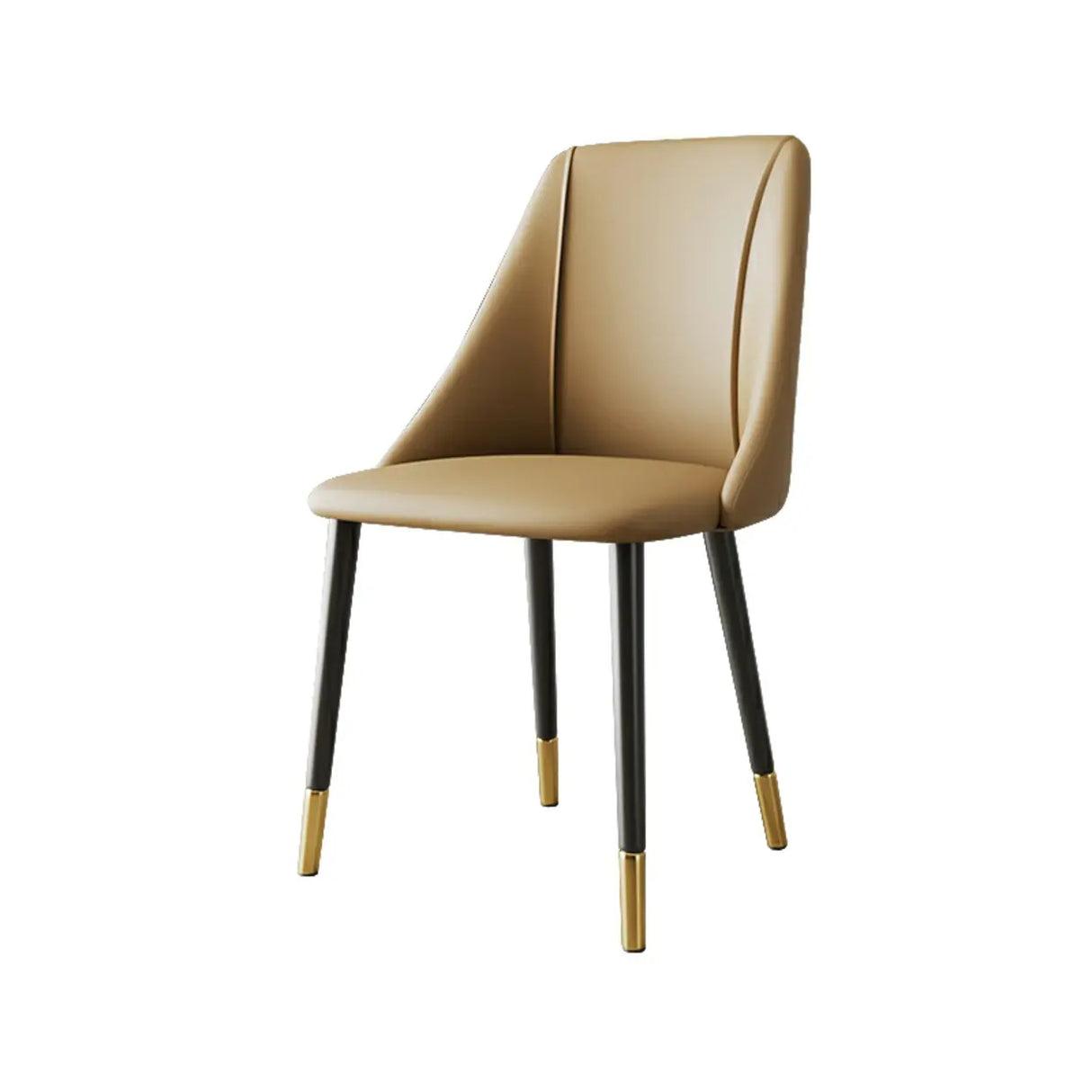 Faux Leather Solid Back Sloped Arm Dining Chair Image - 7