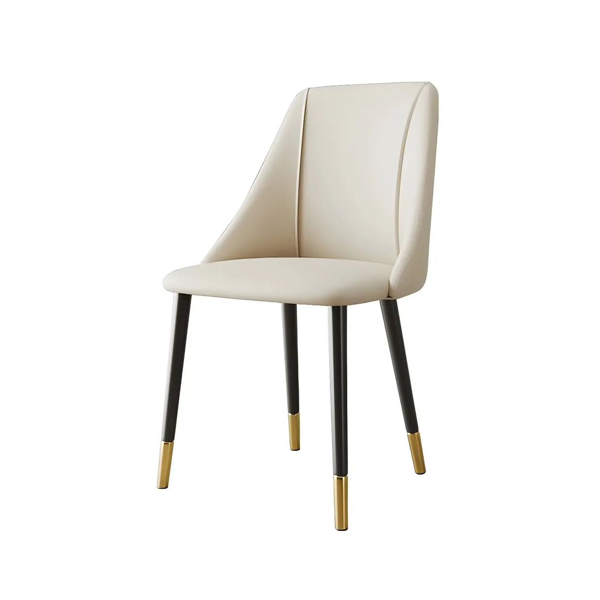 Faux Leather Solid Back Sloped Arm Dining Chair Image - 9