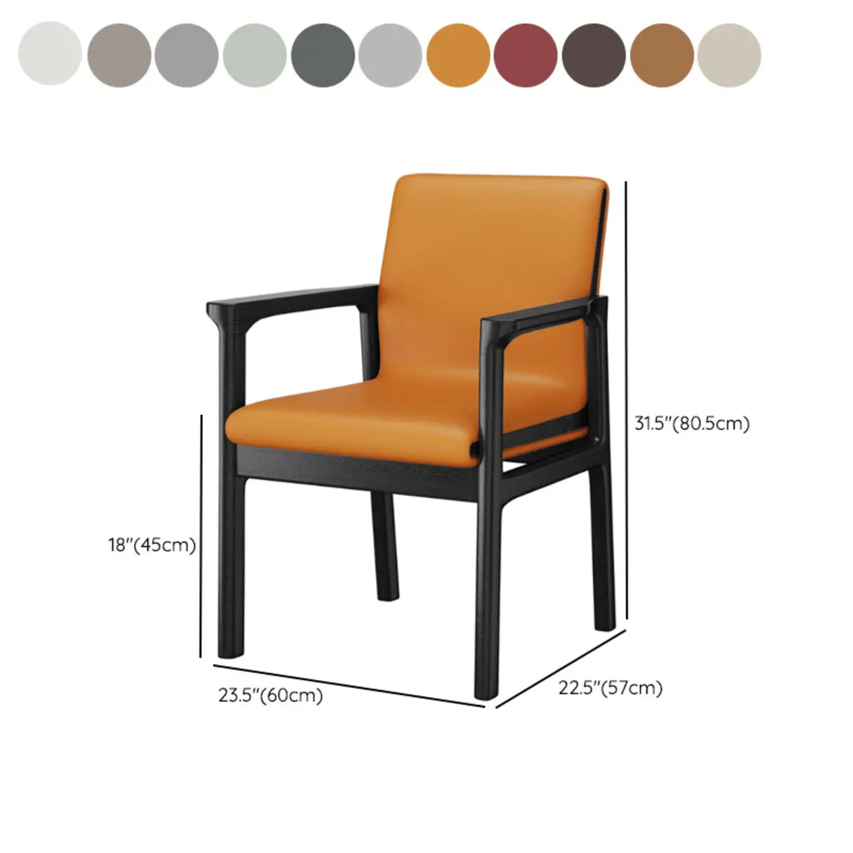 Faux Leather Square Armchair Wood Dining Chair Beige