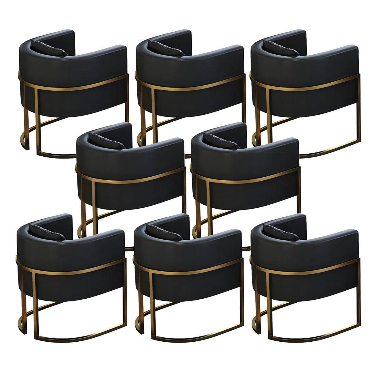 Faux Leather Upholstered Metal Dining Chair with Arms Image - 10