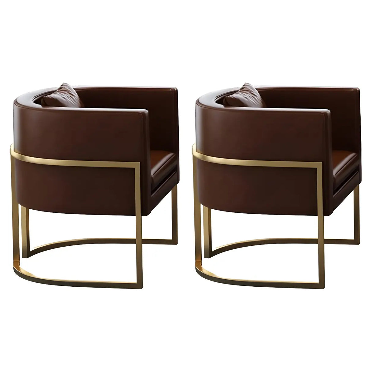 Faux Leather Upholstered Metal Dining Chair with Arms Image - 29