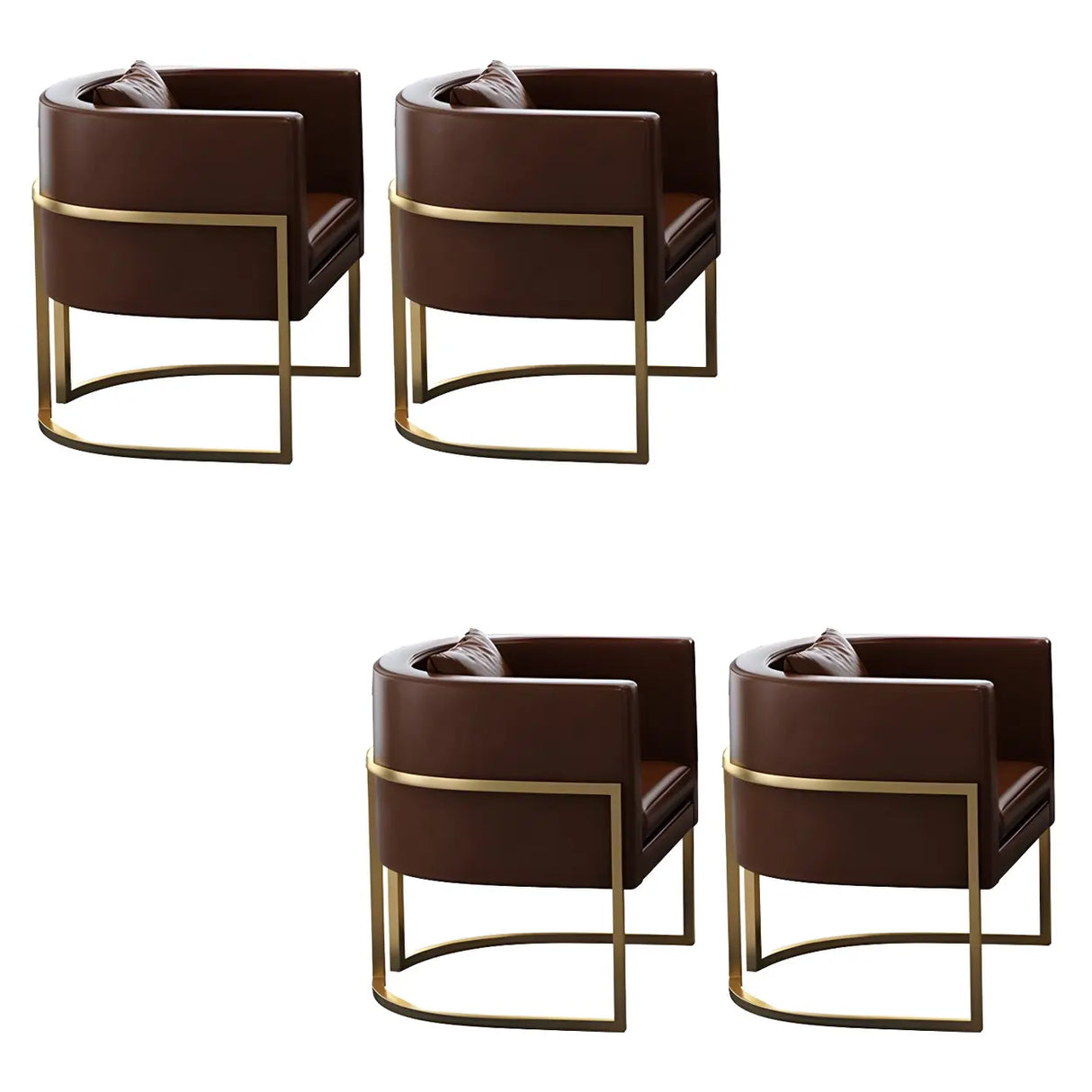 Faux Leather Upholstered Metal Dining Chair with Arms Image - 30