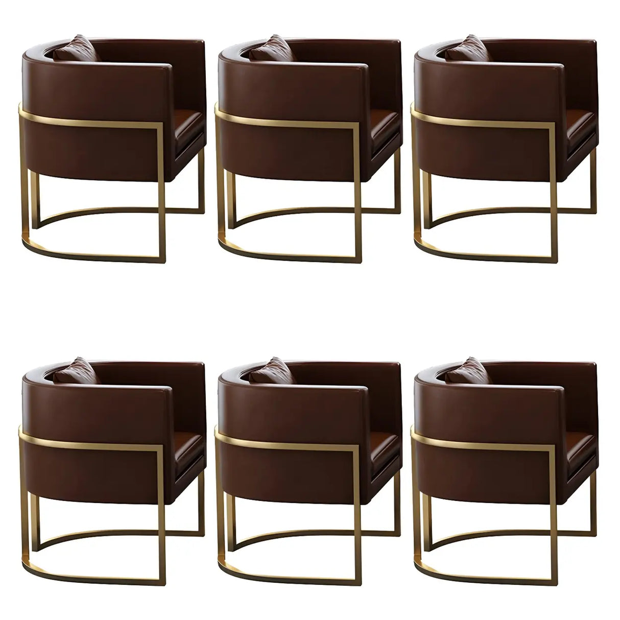 Faux Leather Upholstered Metal Dining Chair with Arms Image - 31