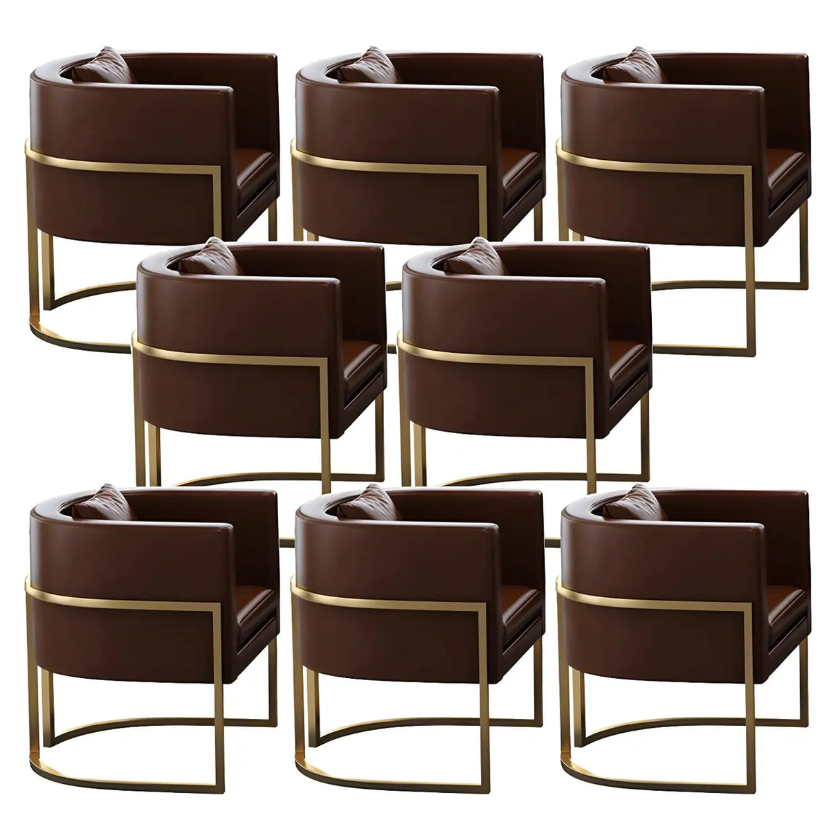 Faux Leather Upholstered Metal Dining Chair with Arms Image - 32