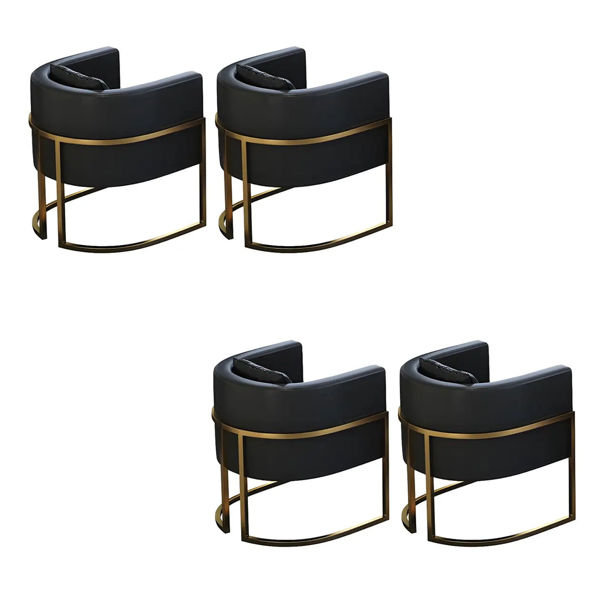 Faux Leather Upholstered Metal Dining Chair with Arms Image - 5