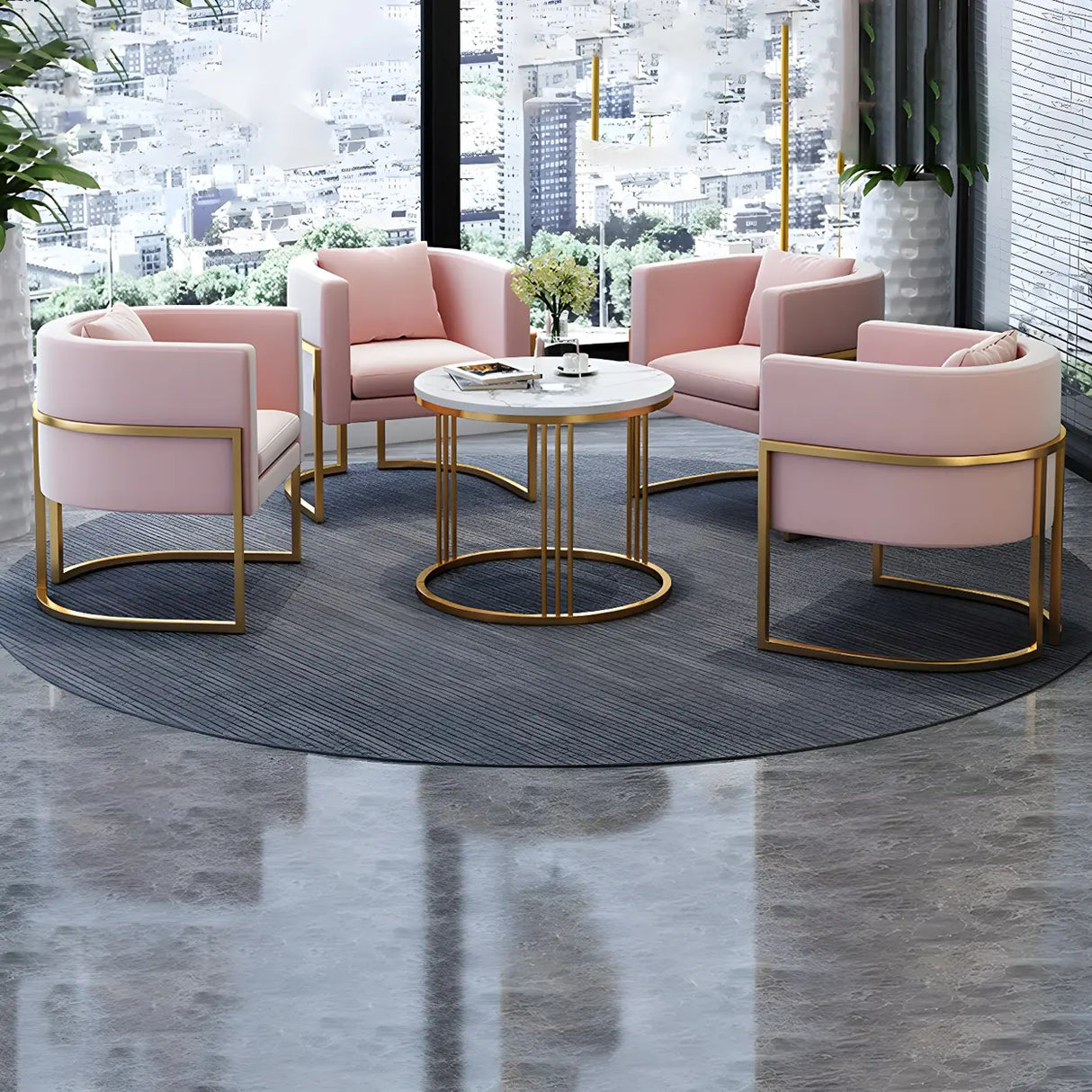 Faux Leather Upholstered Metal Dining Chair with Arms Image - 7