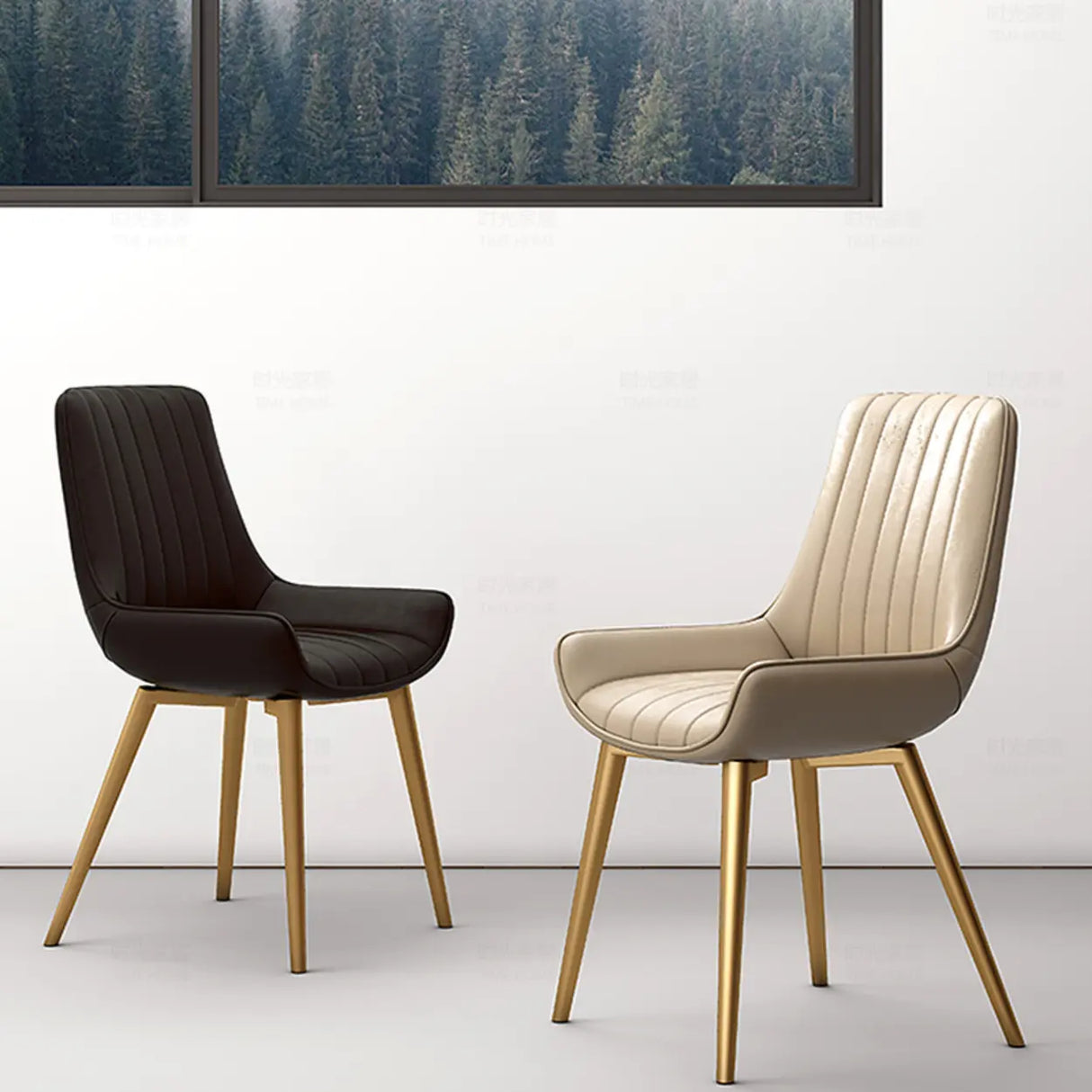 Faux Leather Upholstered Parsons Dining Chair Black Image - 10