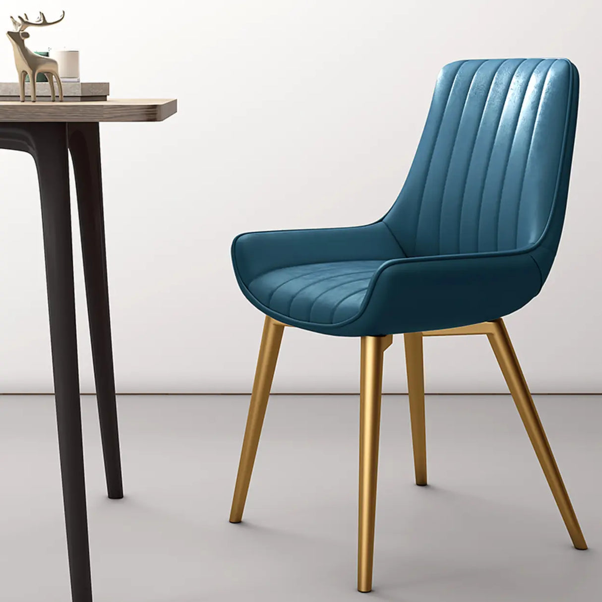 Faux Leather Upholstered Parsons Dining Chair Black Image - 17