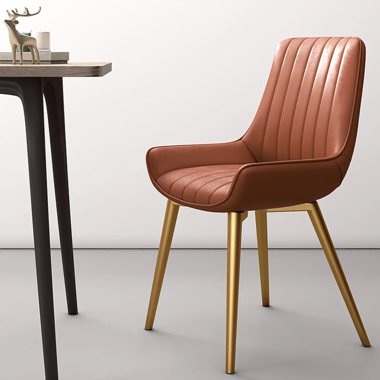 Faux Leather Upholstered Parsons Dining Chair Black Image - 18