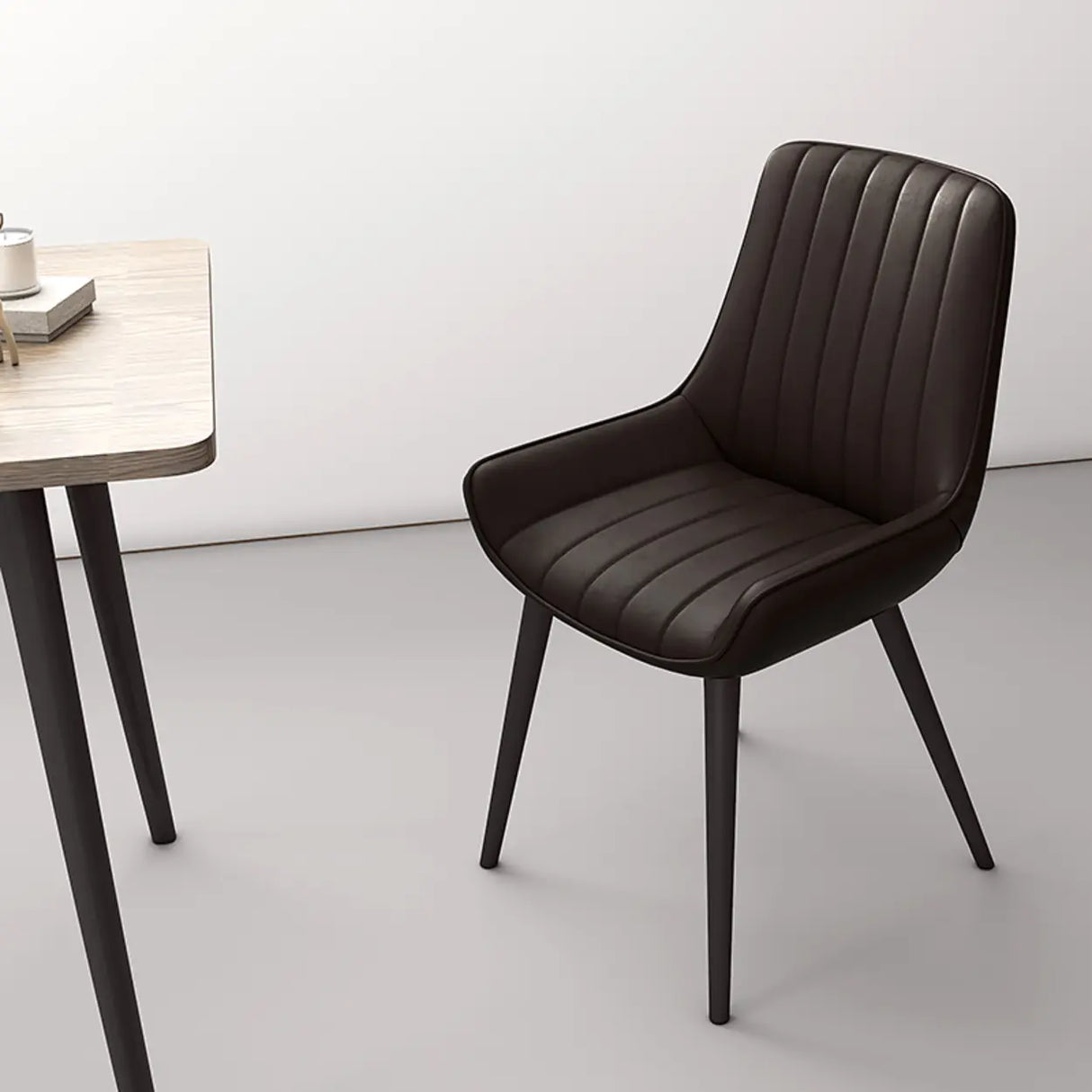 Faux Leather Upholstered Parsons Dining Chair Black Image - 1