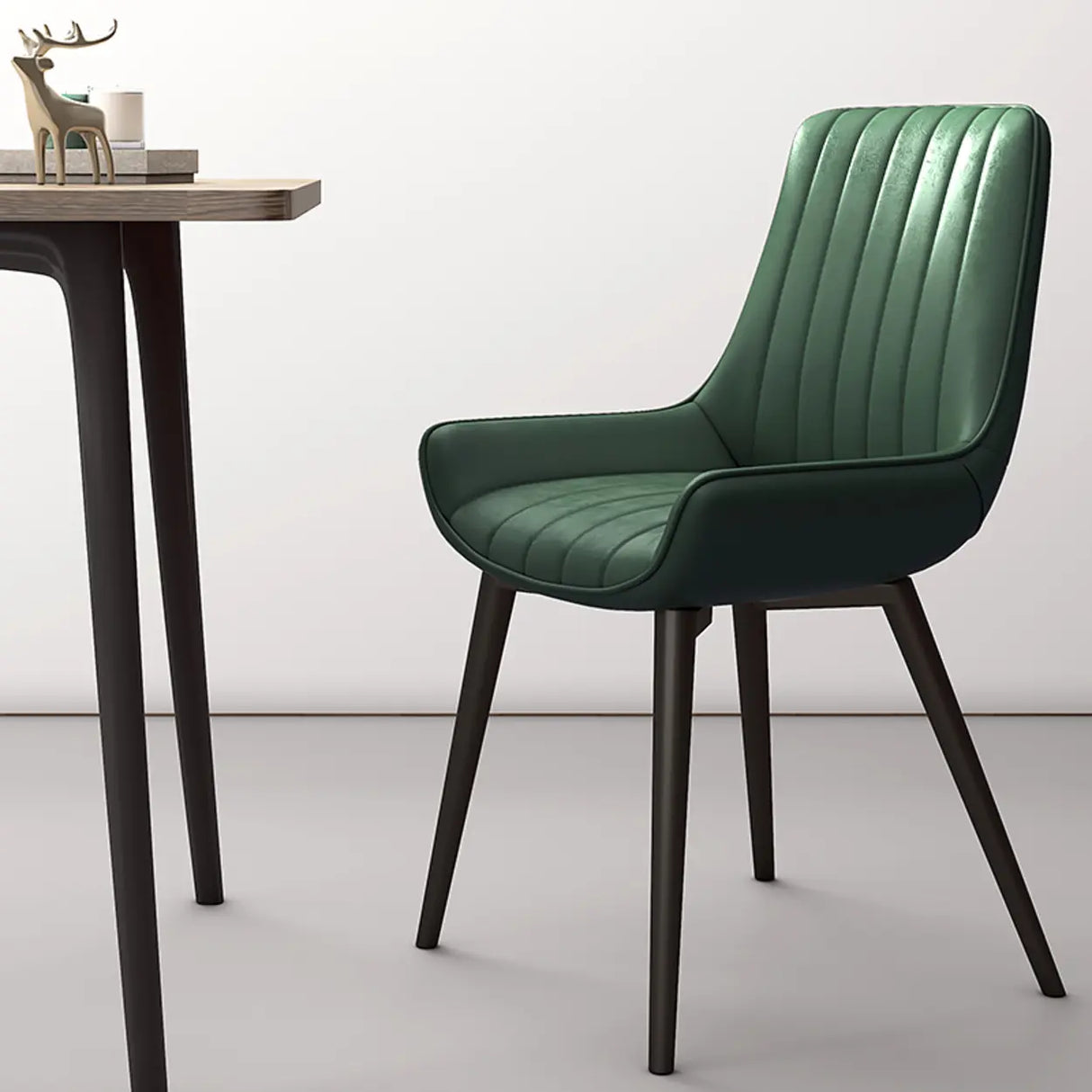 Faux Leather Upholstered Parsons Dining Chair Black Image - 5