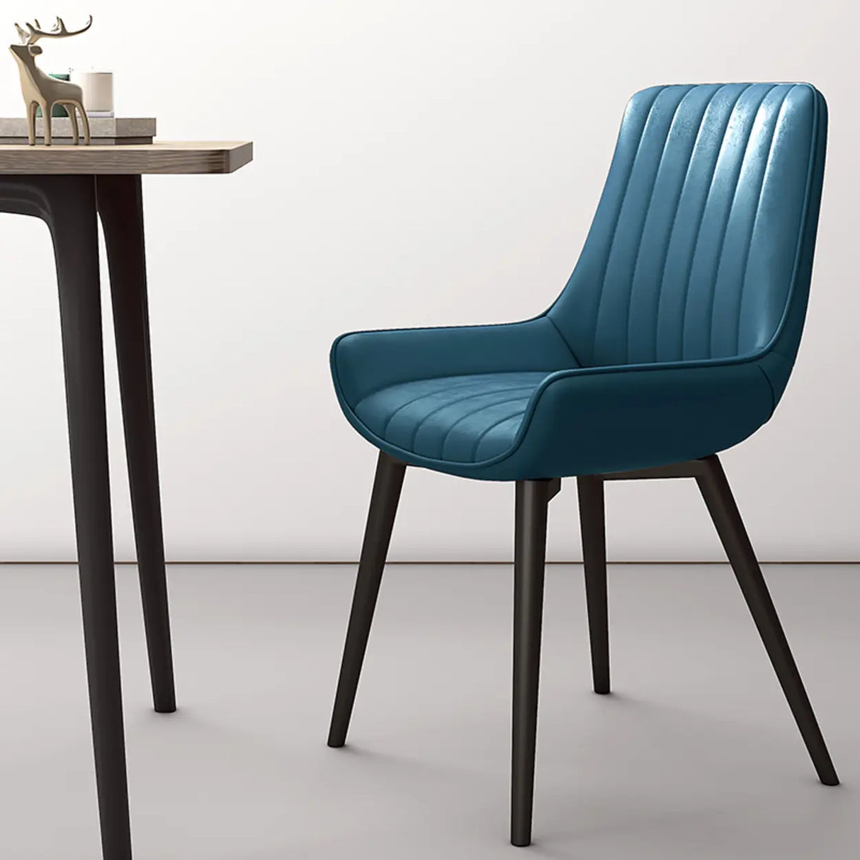 Faux Leather Upholstered Parsons Dining Chair Black Image - 8