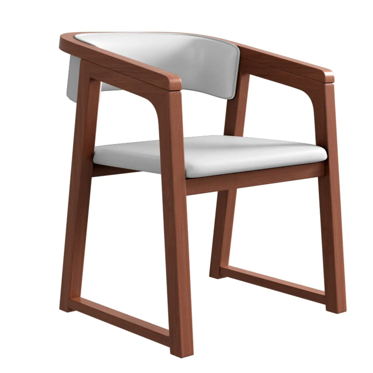 Faux Leather Upholstered Sled Leg Wood Arm Dining Chair Image - 10