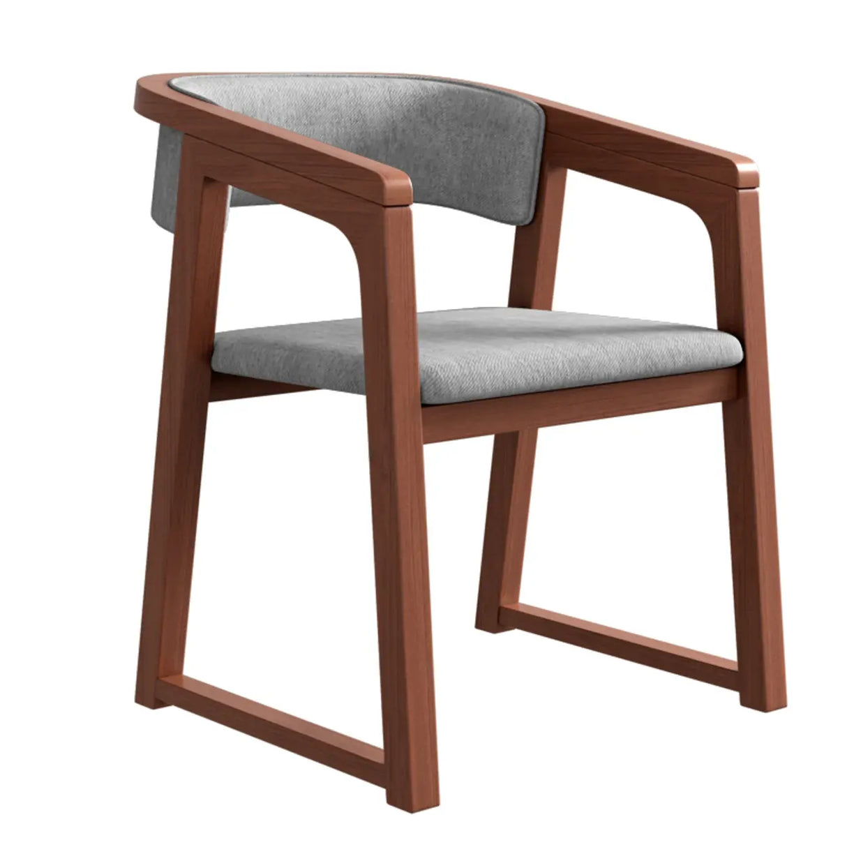 Faux Leather Upholstered Sled Leg Wood Arm Dining Chair Image - 12