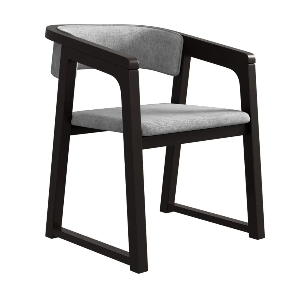 Faux Leather Upholstered Sled Leg Wood Arm Dining Chair Image - 16