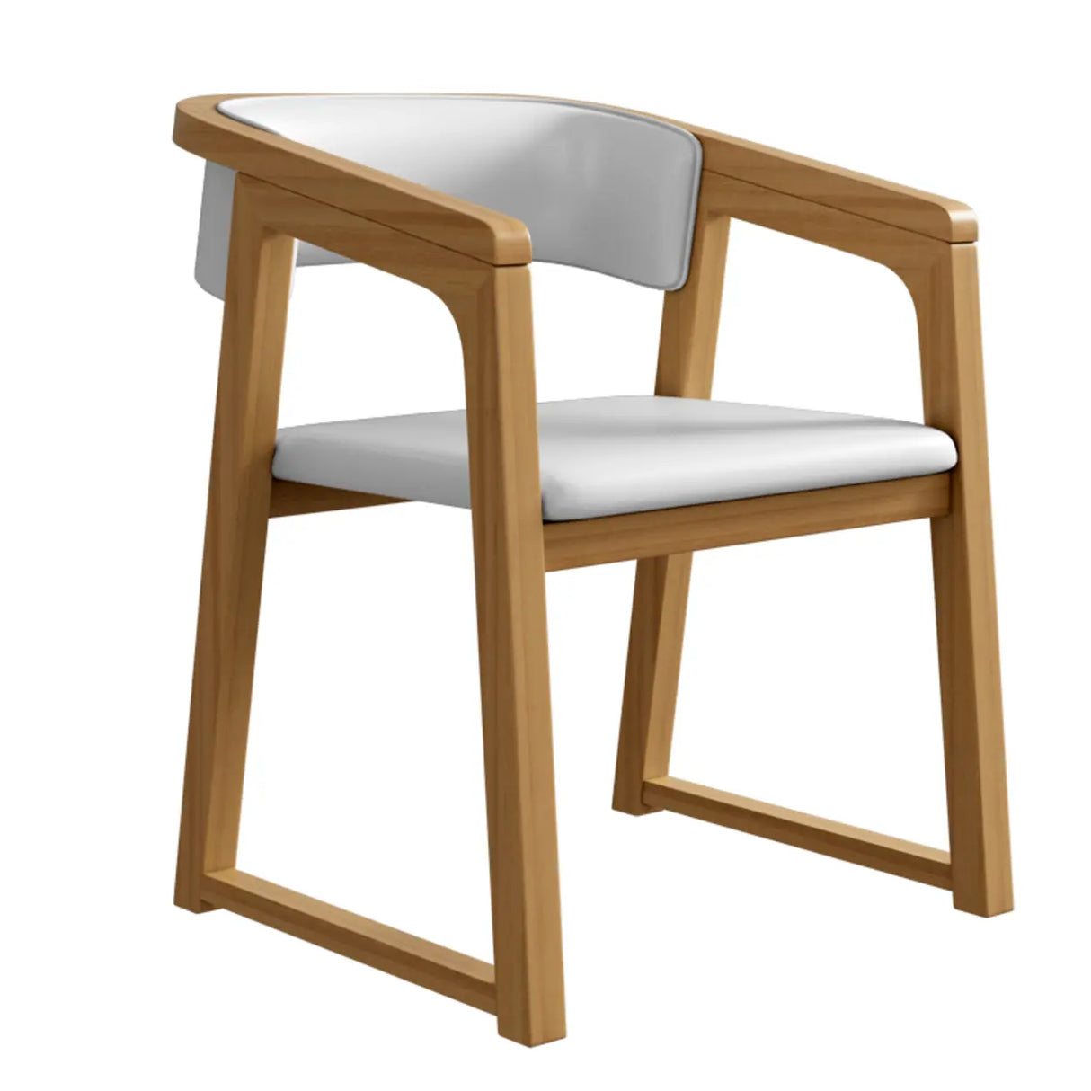 Faux Leather Upholstered Sled Leg Wood Arm Dining Chair Image - 2