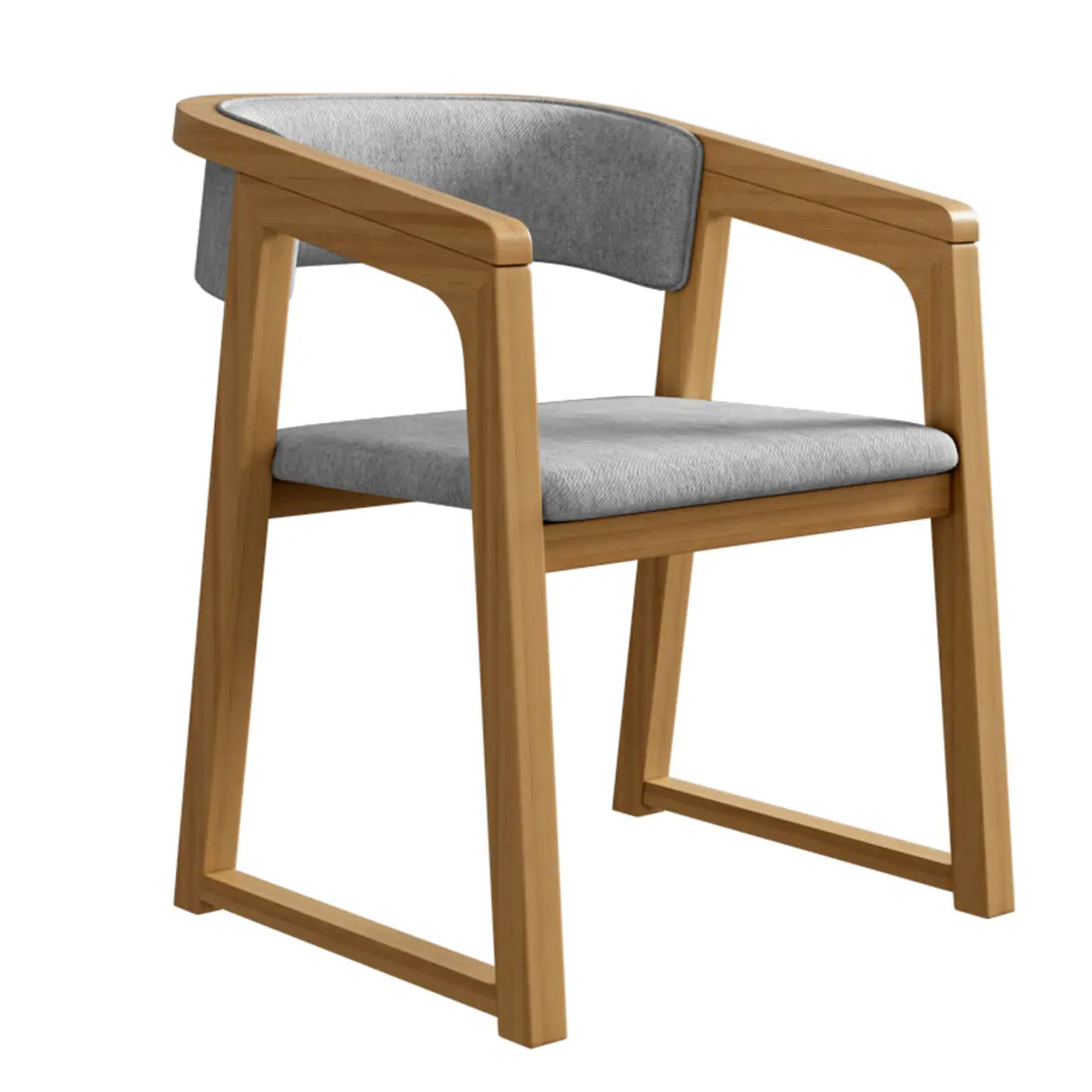 Faux Leather Upholstered Sled Leg Wood Arm Dining Chair Image - 5