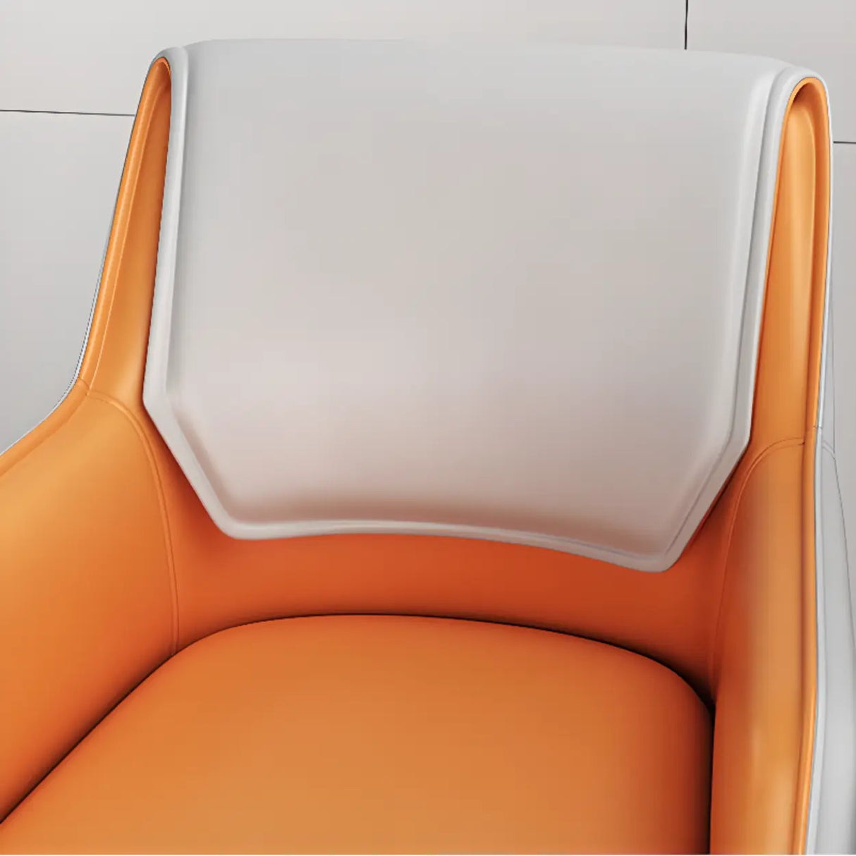 Faux Leather Upholstered Solid Back Arm Dining Chair Image - 16