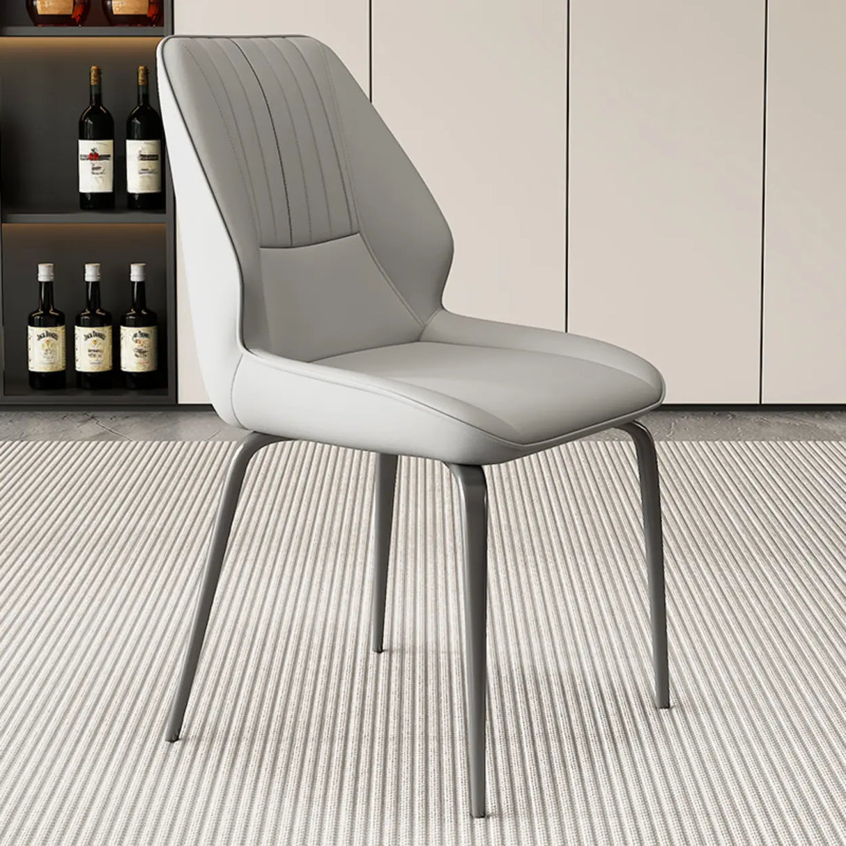 Faux Leather Upholstered Wingback Armless Dining Chairs Image - 2