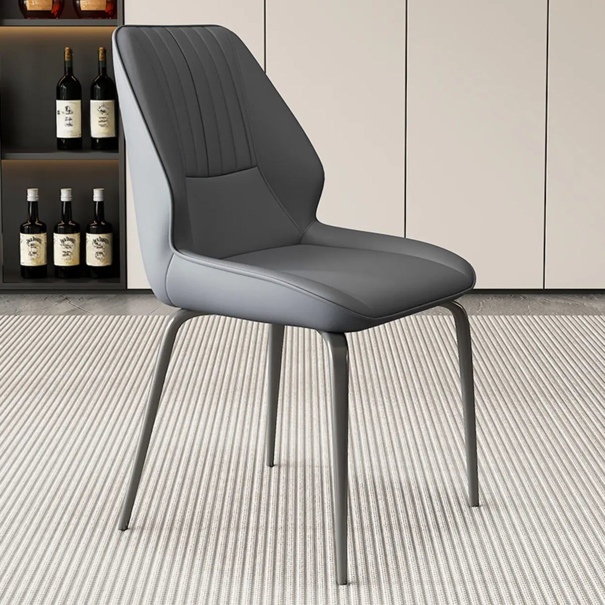 Faux Leather Upholstered Wingback Armless Dining Chairs Image - 3