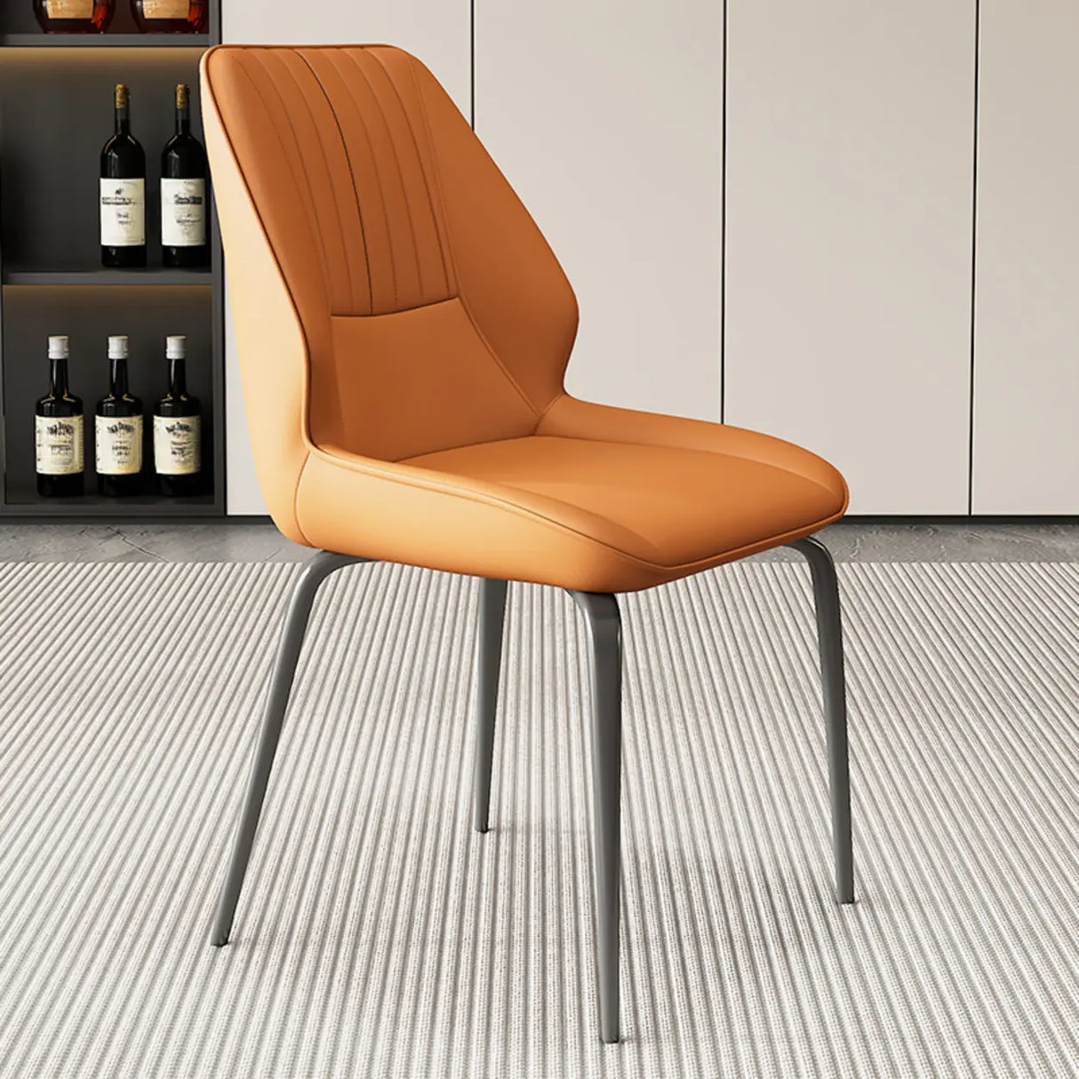 Faux Leather Upholstered Wingback Armless Dining Chairs Image - 5