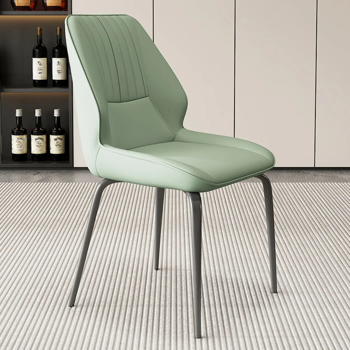 Faux Leather Upholstered Wingback Armless Dining Chairs Image - 7