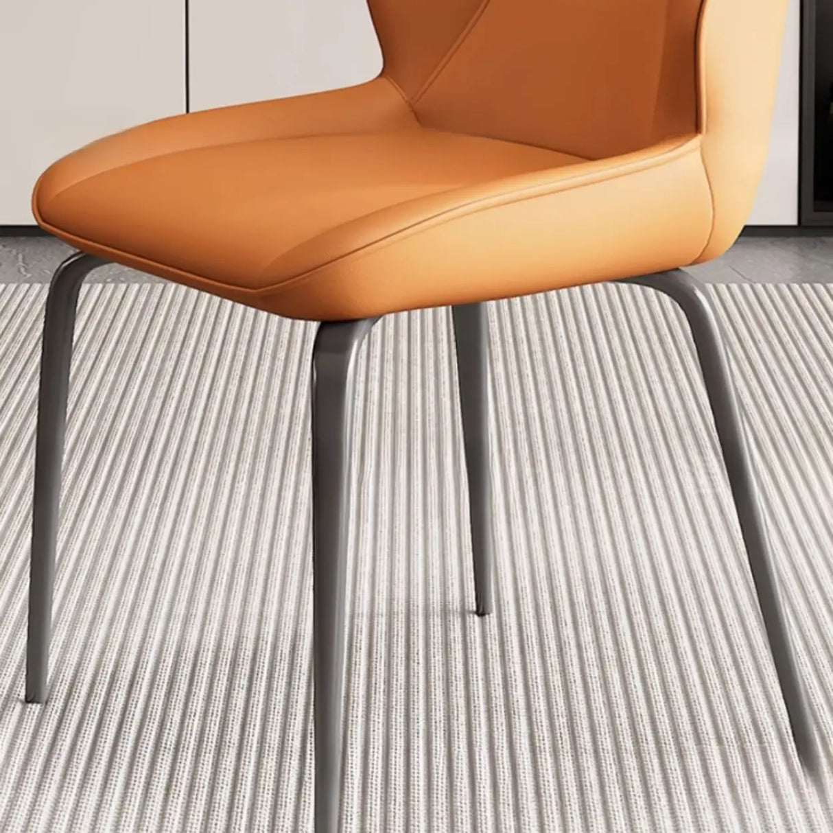 Faux Leather Upholstered Wingback Armless Dining Chairs Image - 9