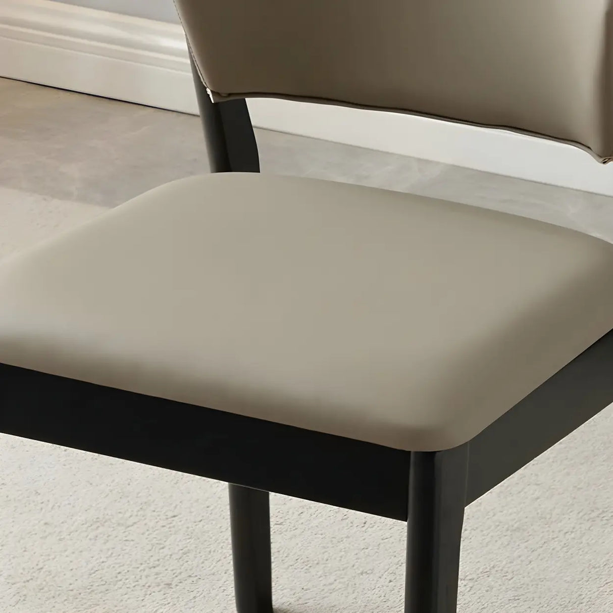 Faux Leather Upholstered Wooden Frame Dining Side Chair Image - 13