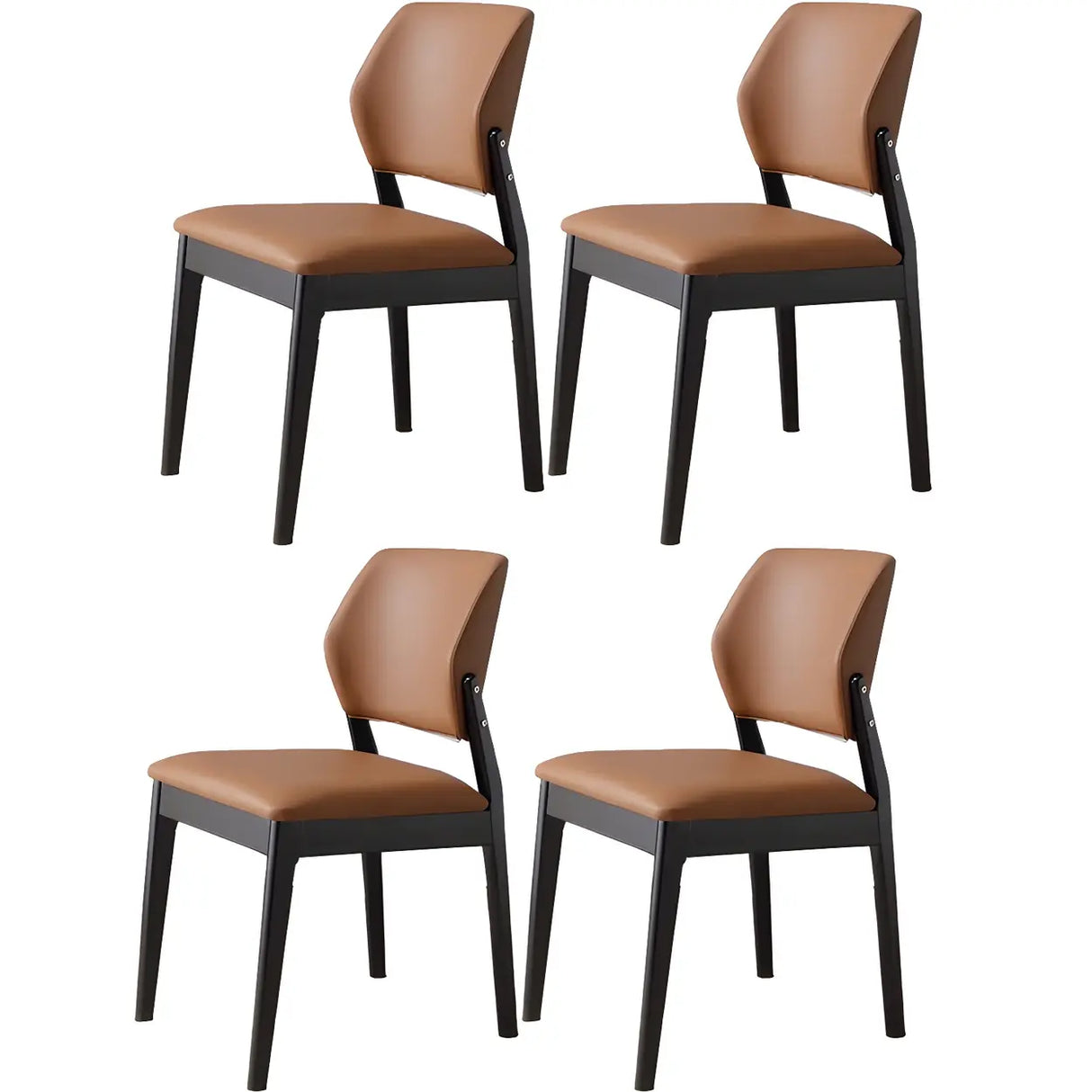Faux Leather Upholstered Wooden Frame Dining Side Chair Image - 15