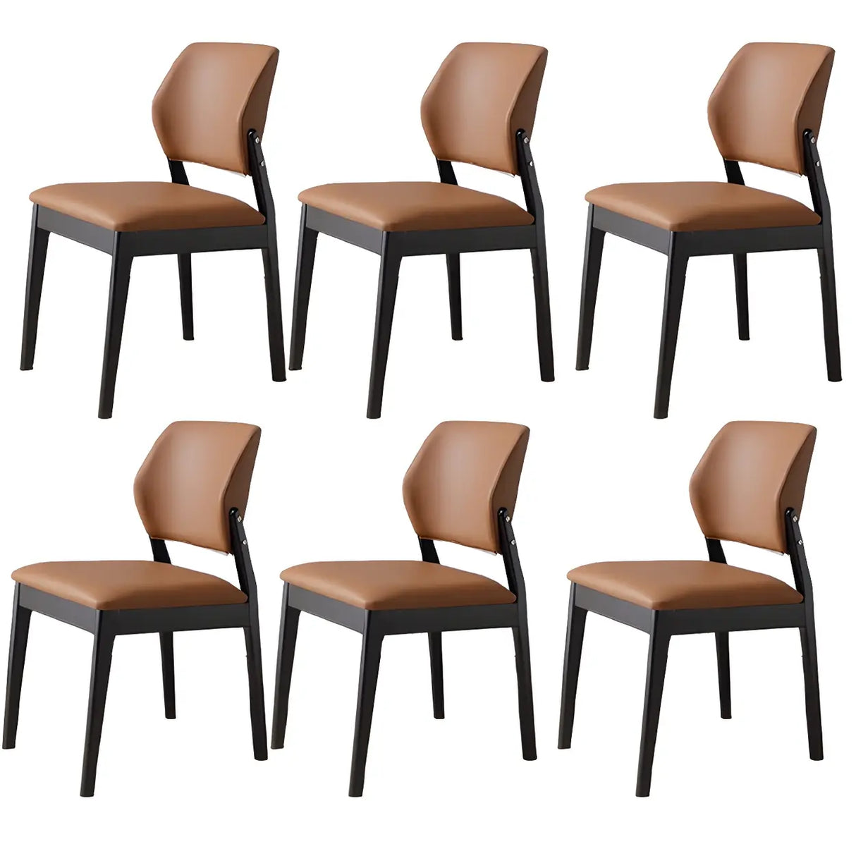 Faux Leather Upholstered Wooden Frame Dining Side Chair Image - 17