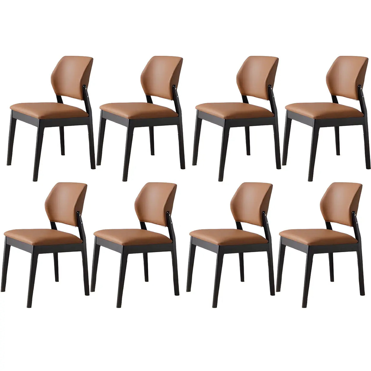 Faux Leather Upholstered Wooden Frame Dining Side Chair Image - 18