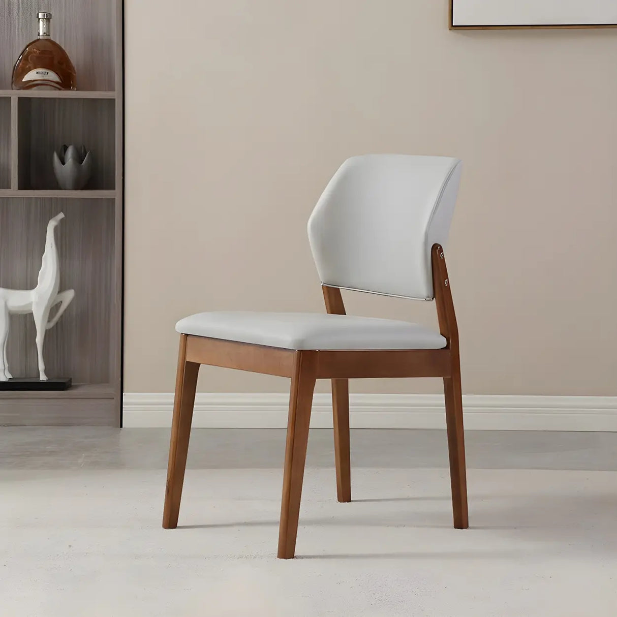 Faux Leather Upholstered Wooden Frame Dining Side Chair Image - 19