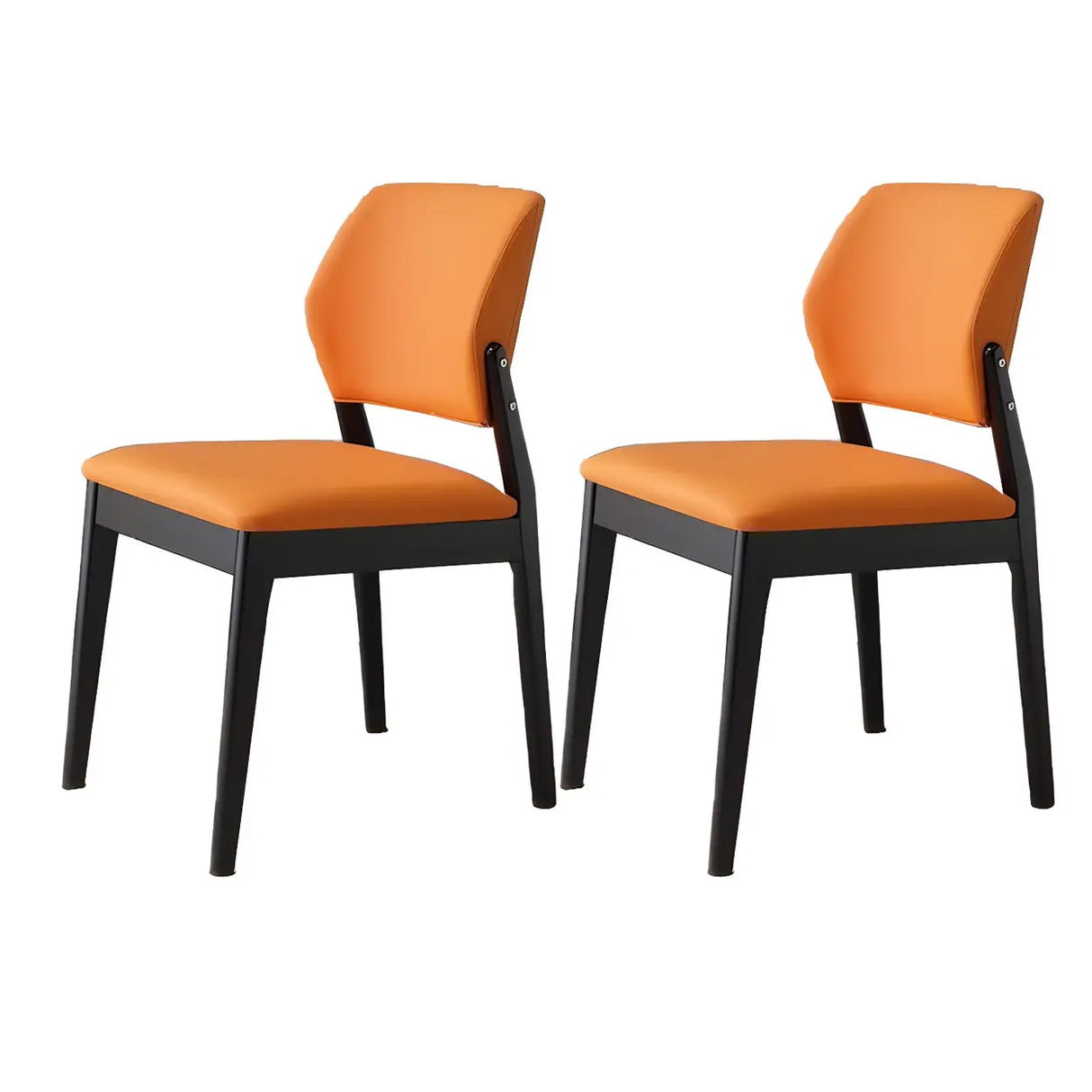 Faux Leather Upholstered Wooden Frame Dining Side Chair Image - 25