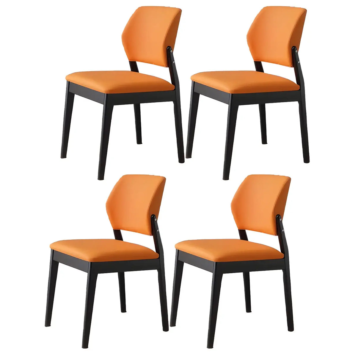 Faux Leather Upholstered Wooden Frame Dining Side Chair Image - 26